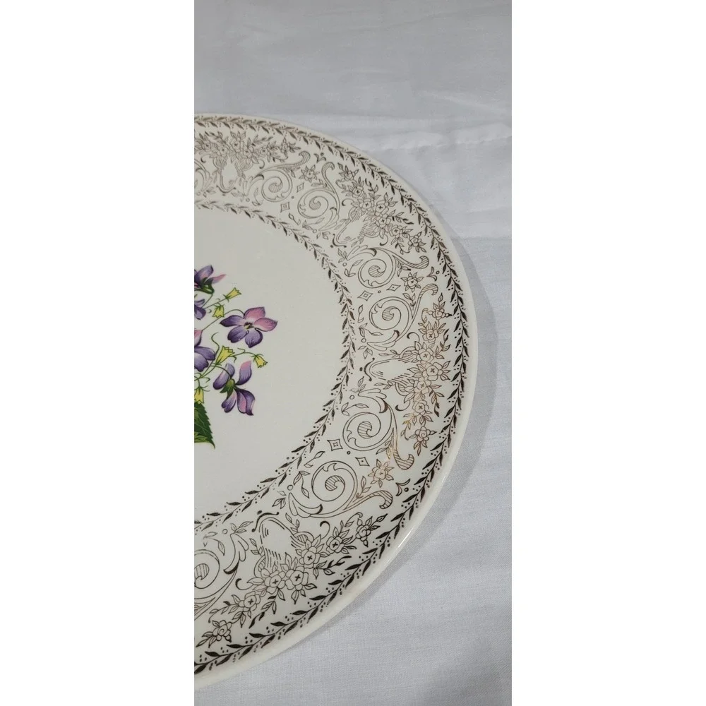 Cunningham & Pickett Spring Violet China Dinner Plate 22kt Gold RARE